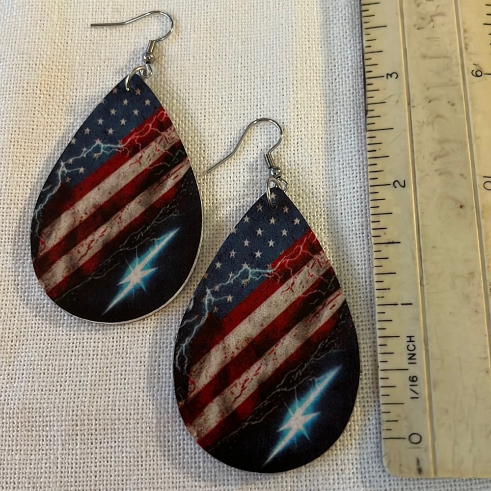 Patriotic Pleather Printed Earrings.